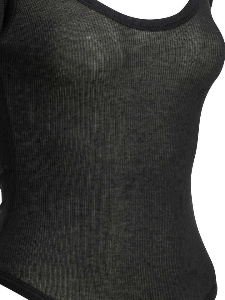 AlaïA Cashmere Blend Bodysuit Tops - Black | 71b8086f12d5b103f059728d344e7524f97d3115