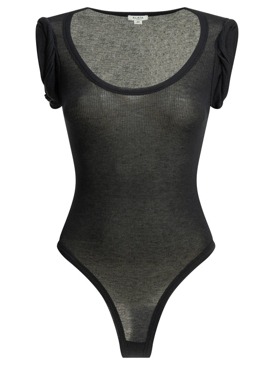 Cashmere Blend Bodysuit Tops Black