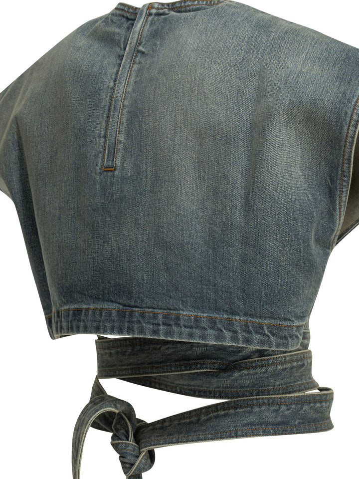 AlaïA Casual Denim Top Tops - Light blue | a55e643f80ac6b8ebcbd244fc39637dacee28ed4