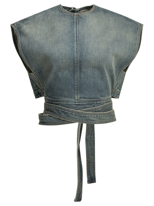 Casual Denim Top Tops Light Blue