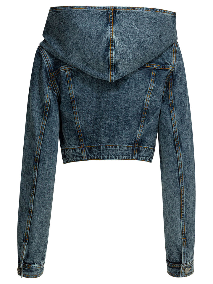 AlaïA Denim Jacket With Hood Jackets and Coats - Light blue | b34aca7c715d26b0d48478fb6540944b6ff188ba