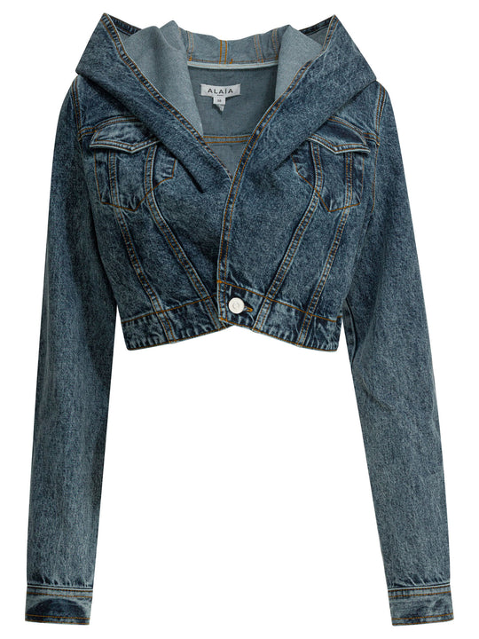 Denim Jacket With Hood Jackets And Coats Light Blue