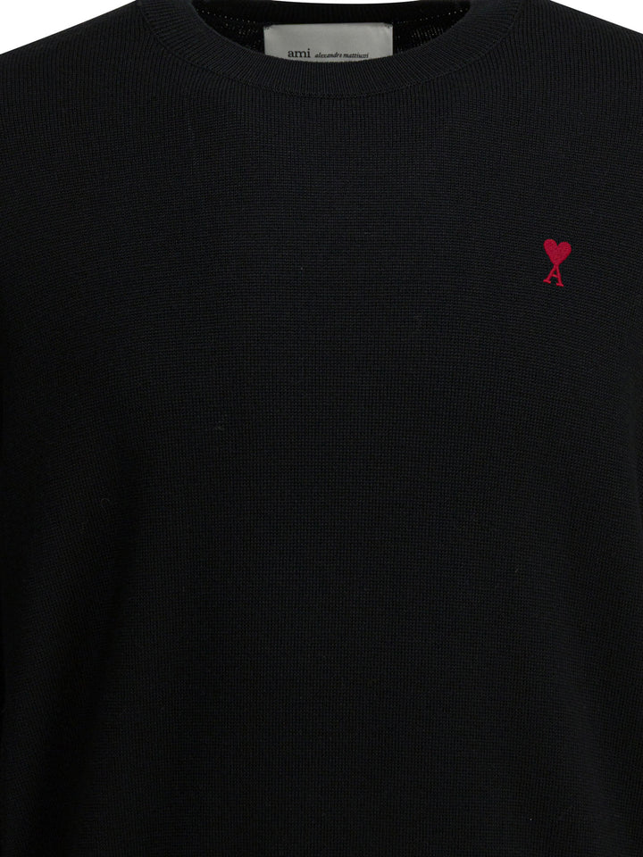 Ami Paris Crew-Neck Sweater With Logo Knitwear - Black | c6bc6e20c3646bacdcd81dea9307a7a58b297c7d
