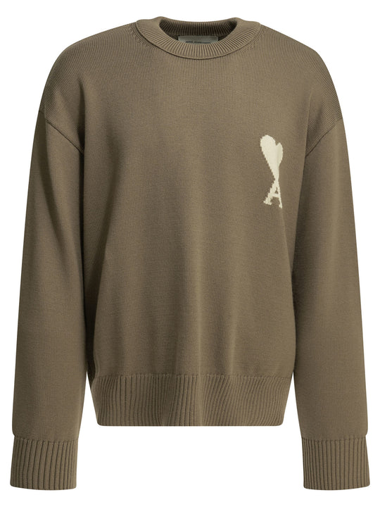 Wool-Blend Crew-Neck Sweater Knitwear Beige