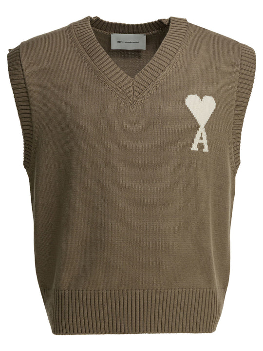 Logo Vest Knitwear Beige