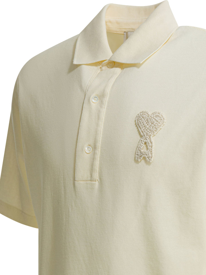 Ami Paris Polo Shirt With Buttons And Logo Polo shirts - White | 1b582b61f7d687dbaaef9f49307adf0017dd0eb5