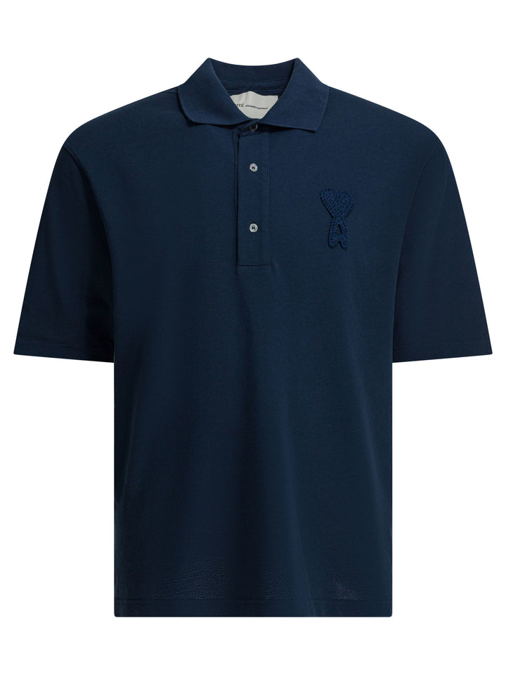 Ami Paris Polo Shirt With Buttons And Logo Polo shirts - Blue | eeaa302d47c52edeaac09b61624af1ac4ea30303