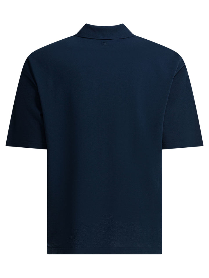 Ami Paris Polo Shirt With Buttons And Logo Polo shirts - Blue | 8d73f92228af2fd8892b680b43c86f05c722c339