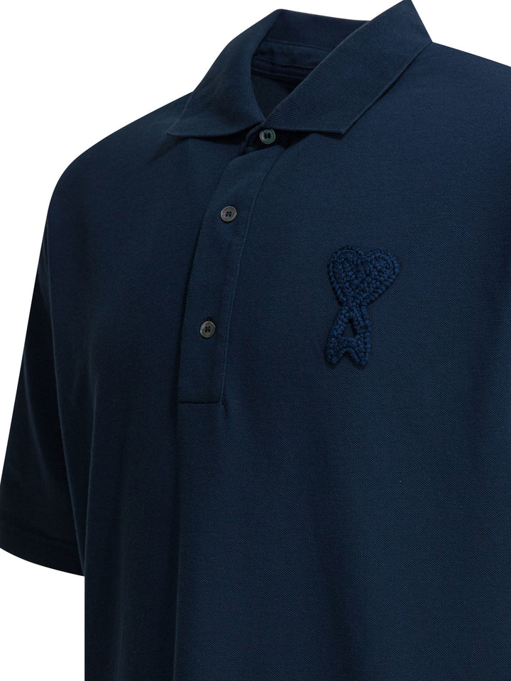 Ami Paris Polo Shirt With Buttons And Logo Polo shirts - Blue | 9fe7f30a307b58706f8641c0410956843763ca52