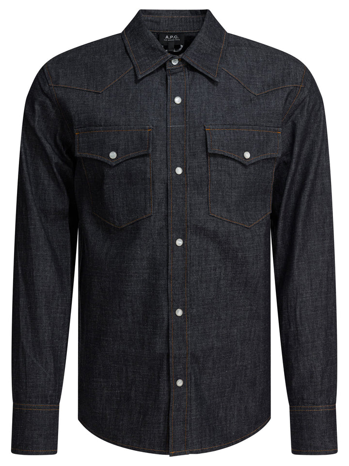A.P.C. Western Denim Shirt Shirts - Blue | a87c9b09e33ad9310c5af5c4b68d04ba4d2d4cb4