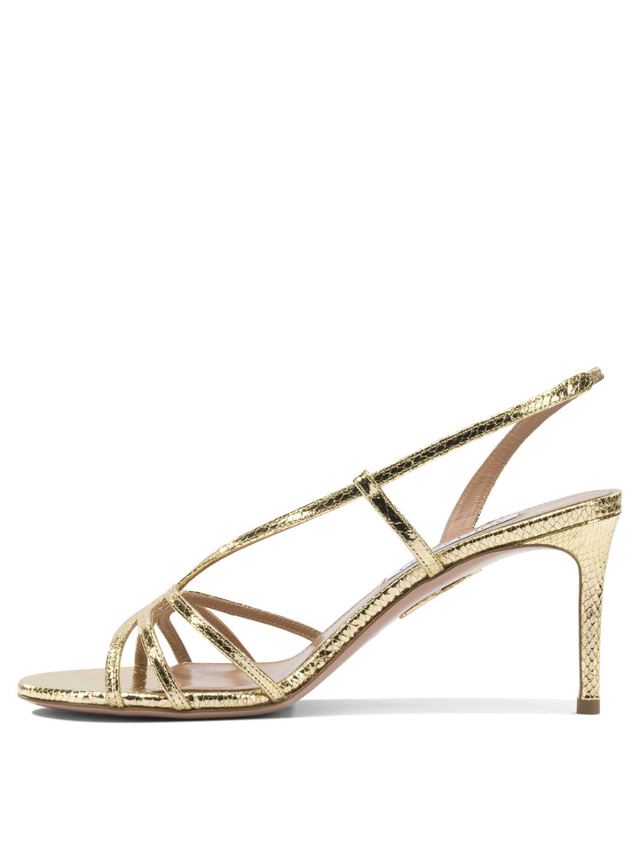 Aquazzura Talk To Me 75mm Sandals - Gold | 12e50e719514e45e385e1c70b49ce2f0960a1c6a