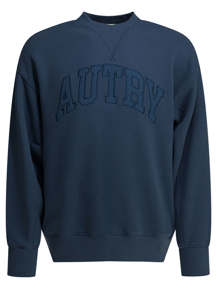 Autry Crewneck Sweatshirt With Logo Sweatshirts - Blue | b9982e291a5023e9c3897488d9969c2402a21e59