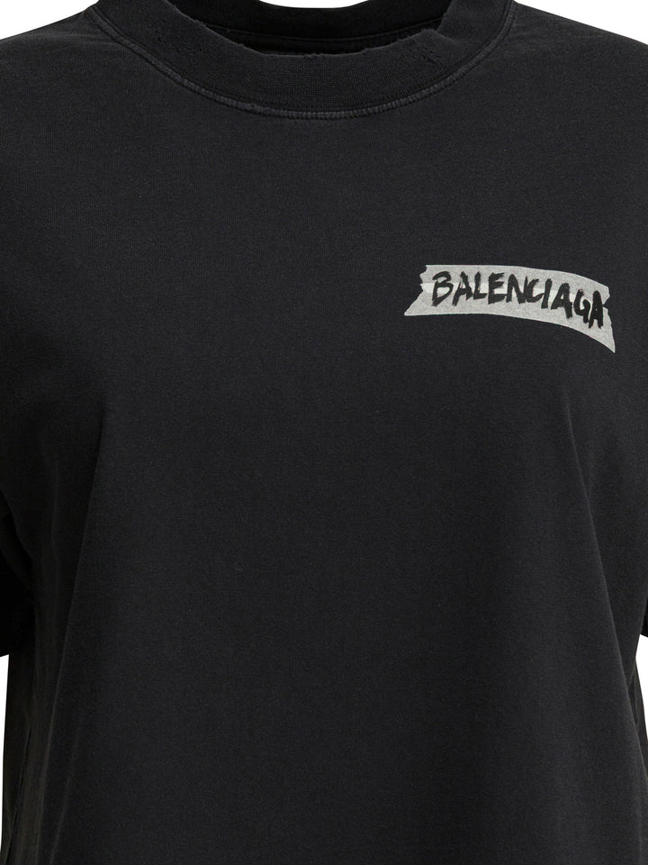 Balenciaga Masking Tape T-shirts - Black | 1417fdfb0e2b5ad2b2074c98299f1c36ec521a25