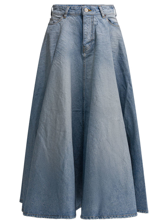 Godet Skirts Light Blue