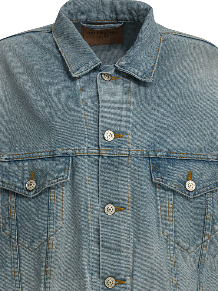 Balenciaga Denim Jacket Jackets and Coats - Light blue | e2eb4cb02fbf802f1a93c815eb666bf8ff2f76f7