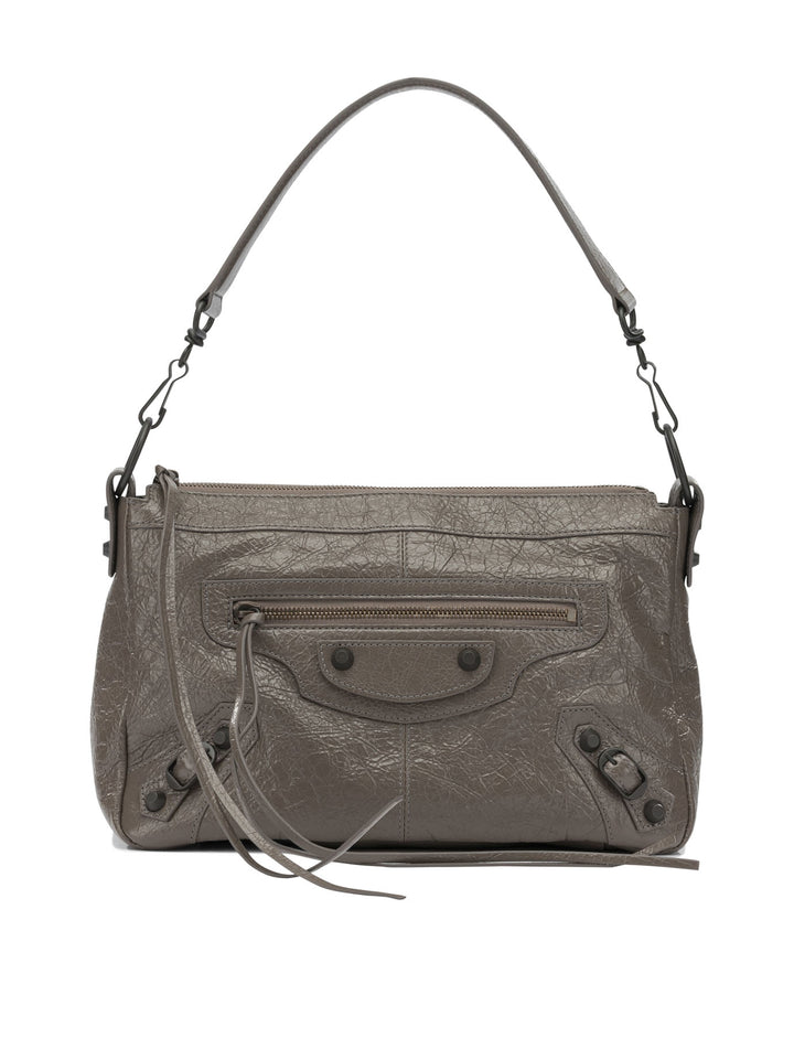 Balenciaga Le City Moto Shoulder Bags - Grey | ef7db14b22532eb1c83a0ba74a8fa4cff1df75d6