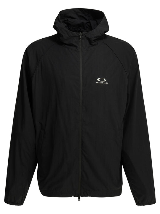Technical Jacket With Logo Jackets And Coats Black