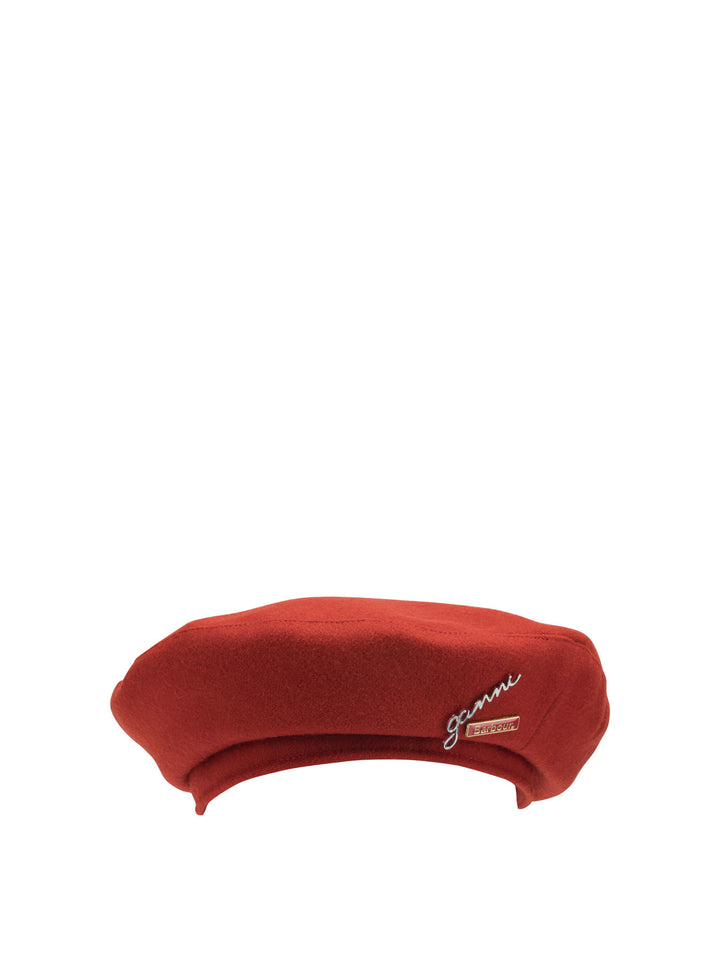 Barbour Barbour X Ganni Wool Beret Hats - Red | 0c2da0340dade4d3a4a00c1672b923b68a21ffb4