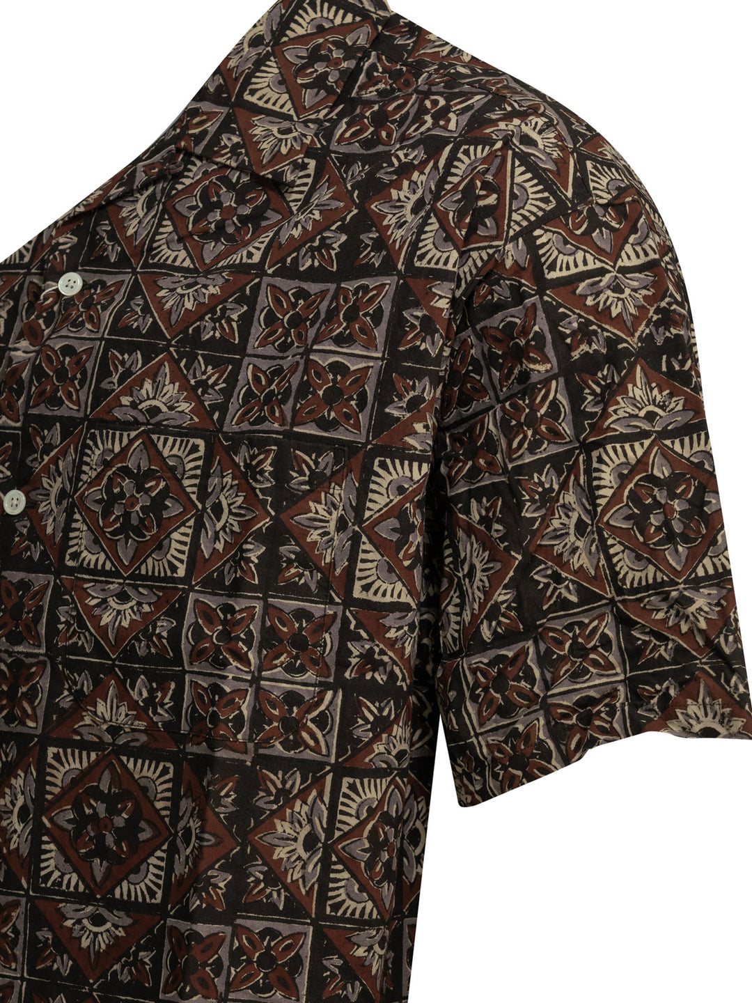 Beams Plus Block Print Shirts - Brown | 65811126004d86f6d9ca5469bbfca6b6c58c0e9c