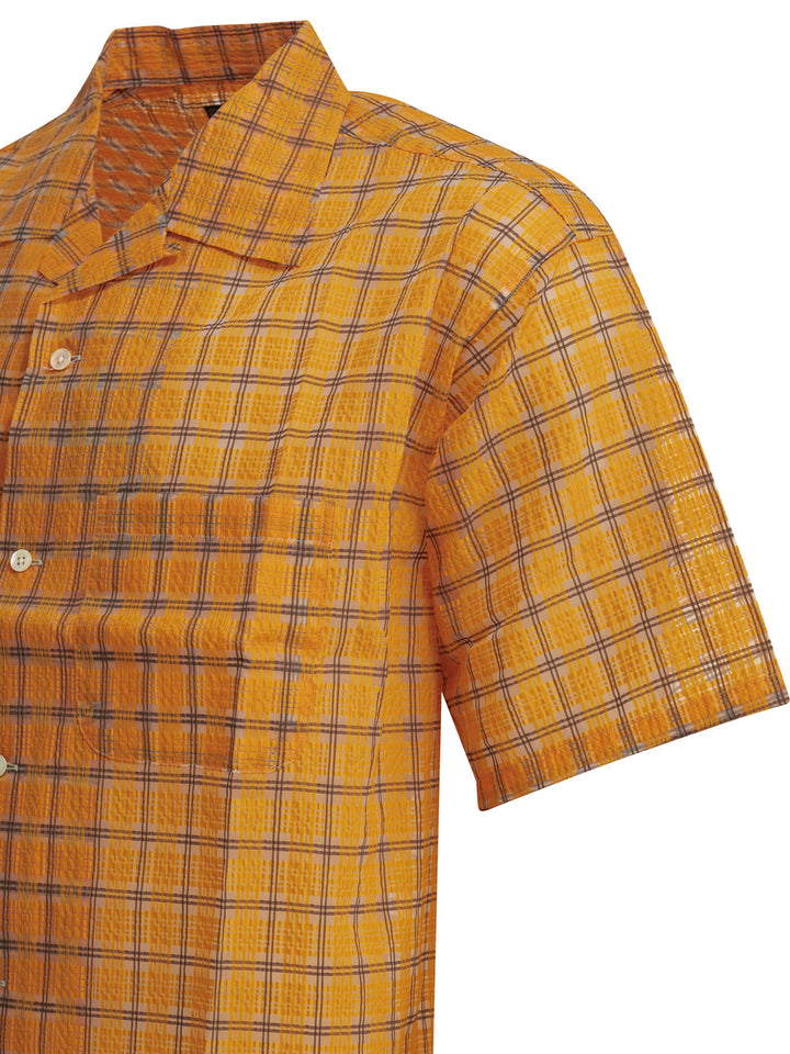Beams Plus Open Collar Nylon Airy Plaid Shirts - Orange | 9e3b657313c22be3077cead7ffb9b3a4860a2229