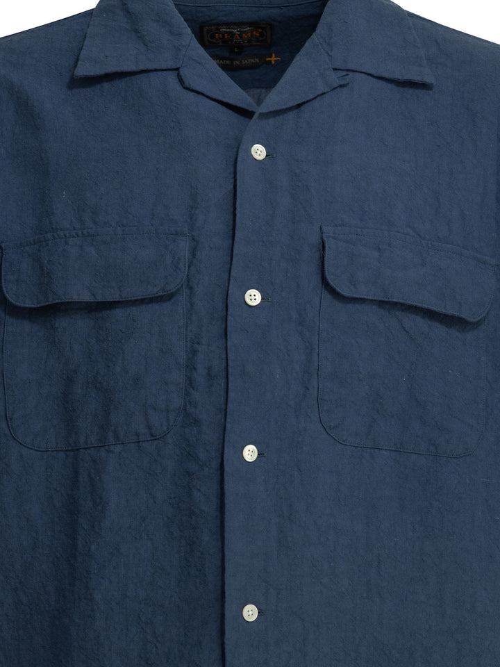 Beams Plus Casual Linen Shirt Shirts - Blue | 8bce8b4f3371a0da65fb38880ed650aa1738872a