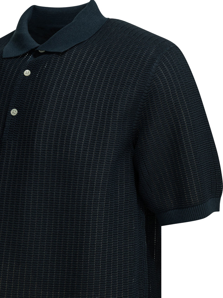 Beams Plus Polo Shirt With Buttons Made Of Washi Yarn Polo shirts - Blue | 72228576a385b07f80cb288cd3d4b10425bac766
