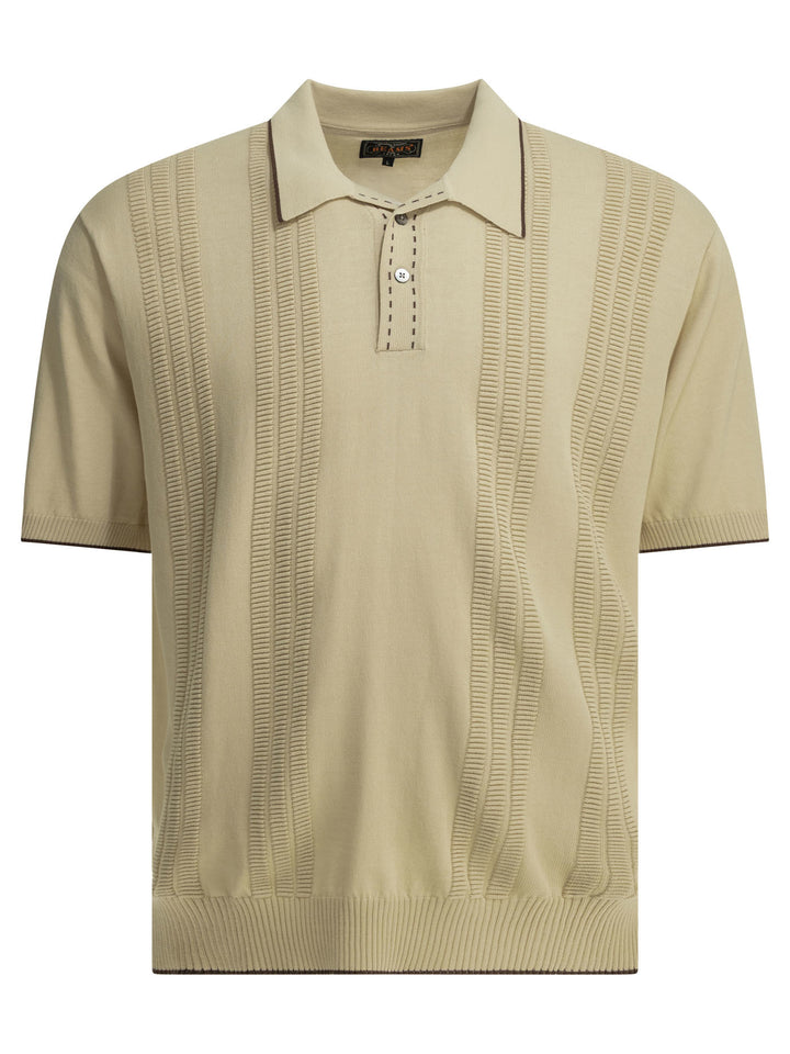 Beams Plus Textured Knit Button-Down Polo Shirt Polo shirts - Beige | 3e52b8799cec4ad46c563e917789b51a02fb1272