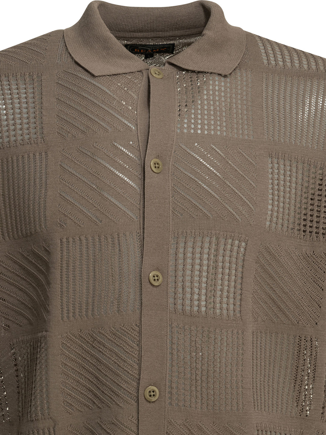 Beams Plus Textured Knit Button-Down Polo Shirt Polo shirts - Brown | 5b875ba0d206c99c4d3a09d3bb11942c8d1703f2