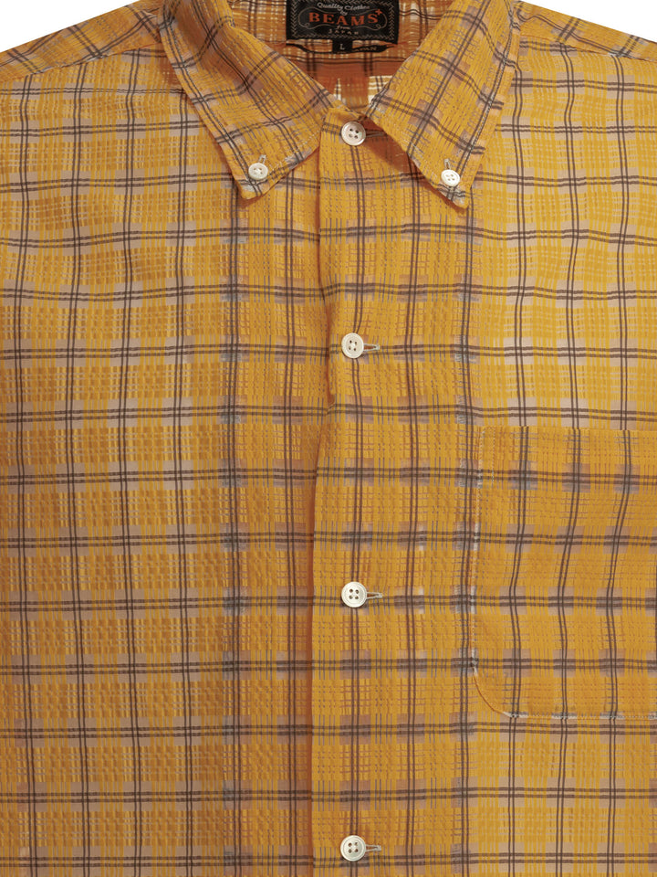 Beams Plus Open Db Nylon Airy Plaid Shirts - Orange | 86eaa7a03332fbeaddaa0412d02af3959950ca22