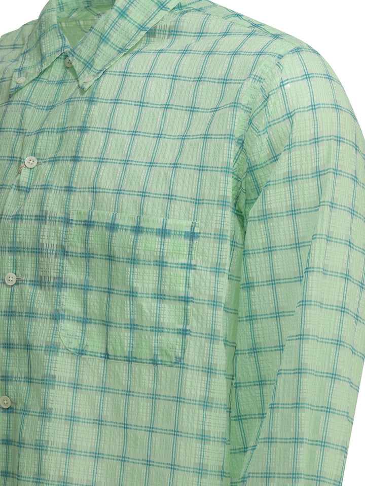Beams Plus Open Bd Nylon Airy Plaid Shirts - Green | 58f8cdbb17040caa608a8321c9a30052bcc624a8