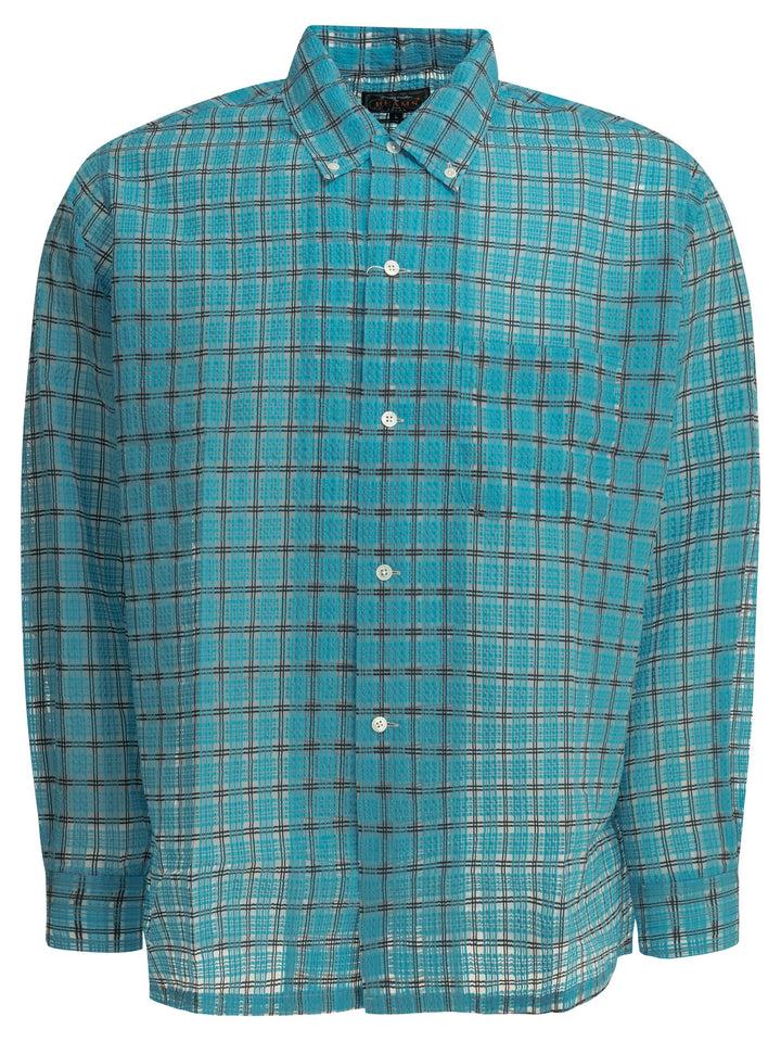 Beams Plus Open Bd Nylon Airy Plaid Shirts - Light blue | 8cd448a7b9041db00c05017017211d7938094623