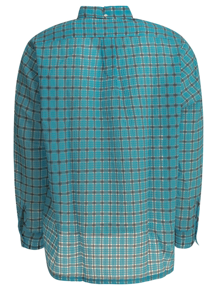 Beams Plus Open Bd Nylon Airy Plaid Shirts - Light blue | 66086e414af8cda275f642620da758e1b4c883d6