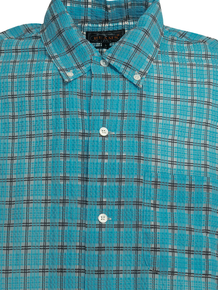 Beams Plus Open Bd Nylon Airy Plaid Shirts - Light blue | d1f705a721391578a30304517cec718cf2db93ba