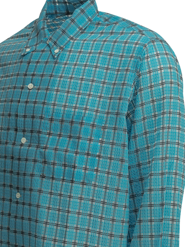 Beams Plus Open Bd Nylon Airy Plaid Shirts - Light blue | d1411ad2b0b367f9db1851d74a2d6c487f1a1a6d
