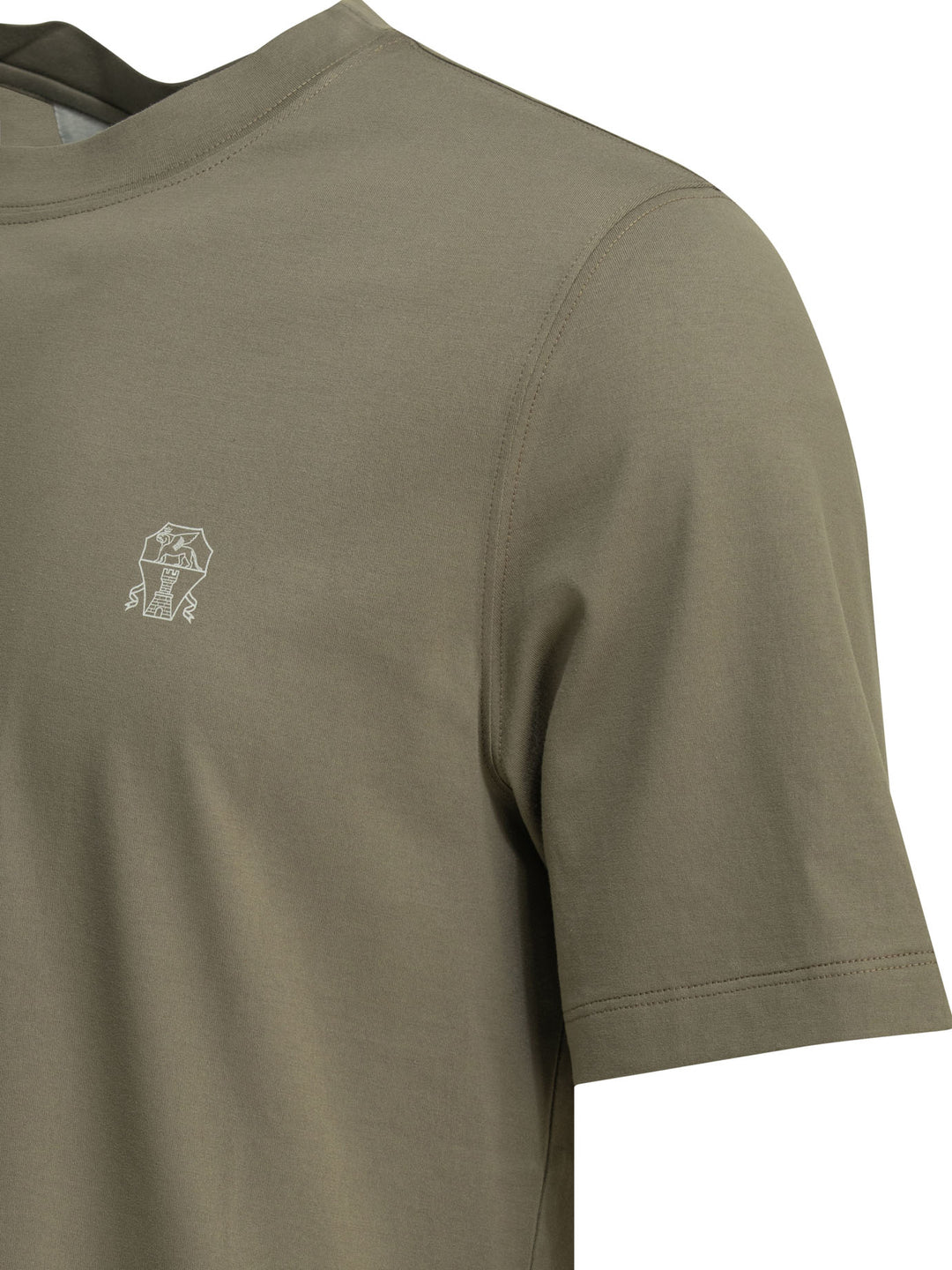 Brunello Cucinelli Crew-Neck T-Shirt With Logo T-shirts - Green | 22238a136f2ae4a5249e499db87d5b8b6d6926b7