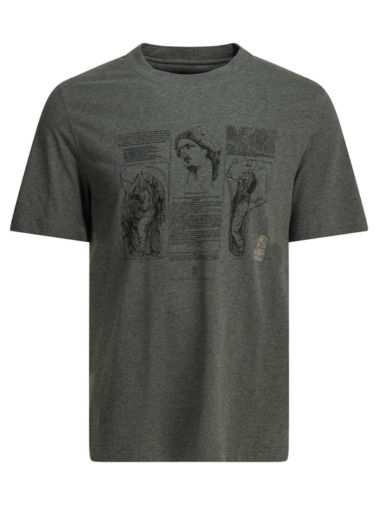 Crew-Neck T-Shirt With Print Knitwear Grey