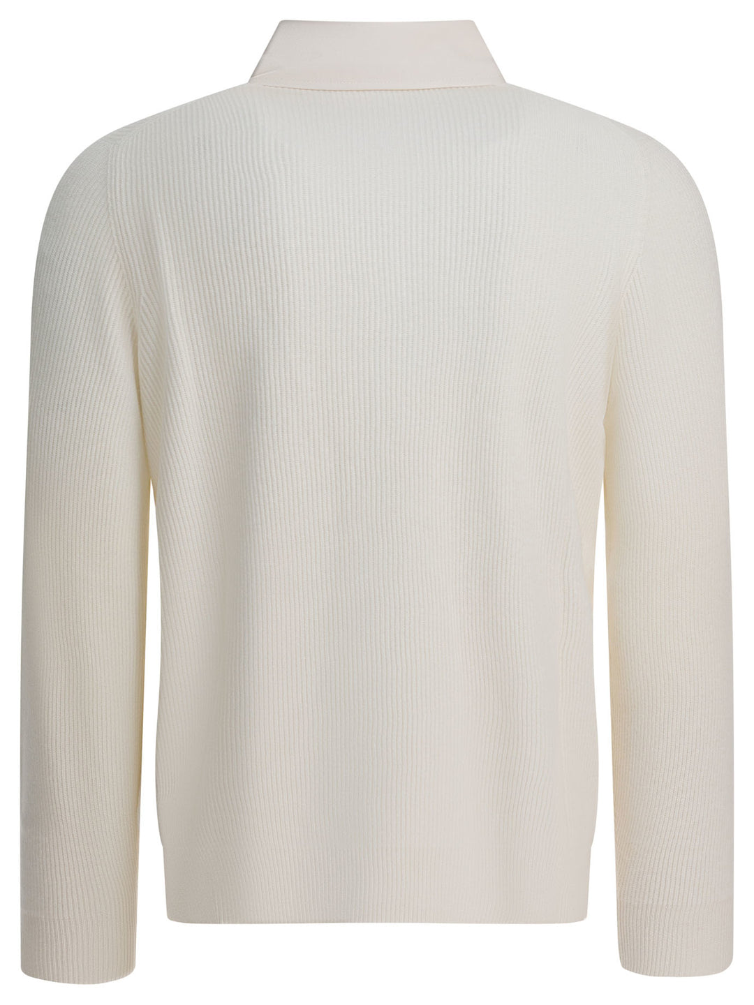 Brunello Cucinelli Ribbed Knit Polo Shirt Knitwear - White | eee5367c3da387a7fbe4f76a886cbe212df1d75b