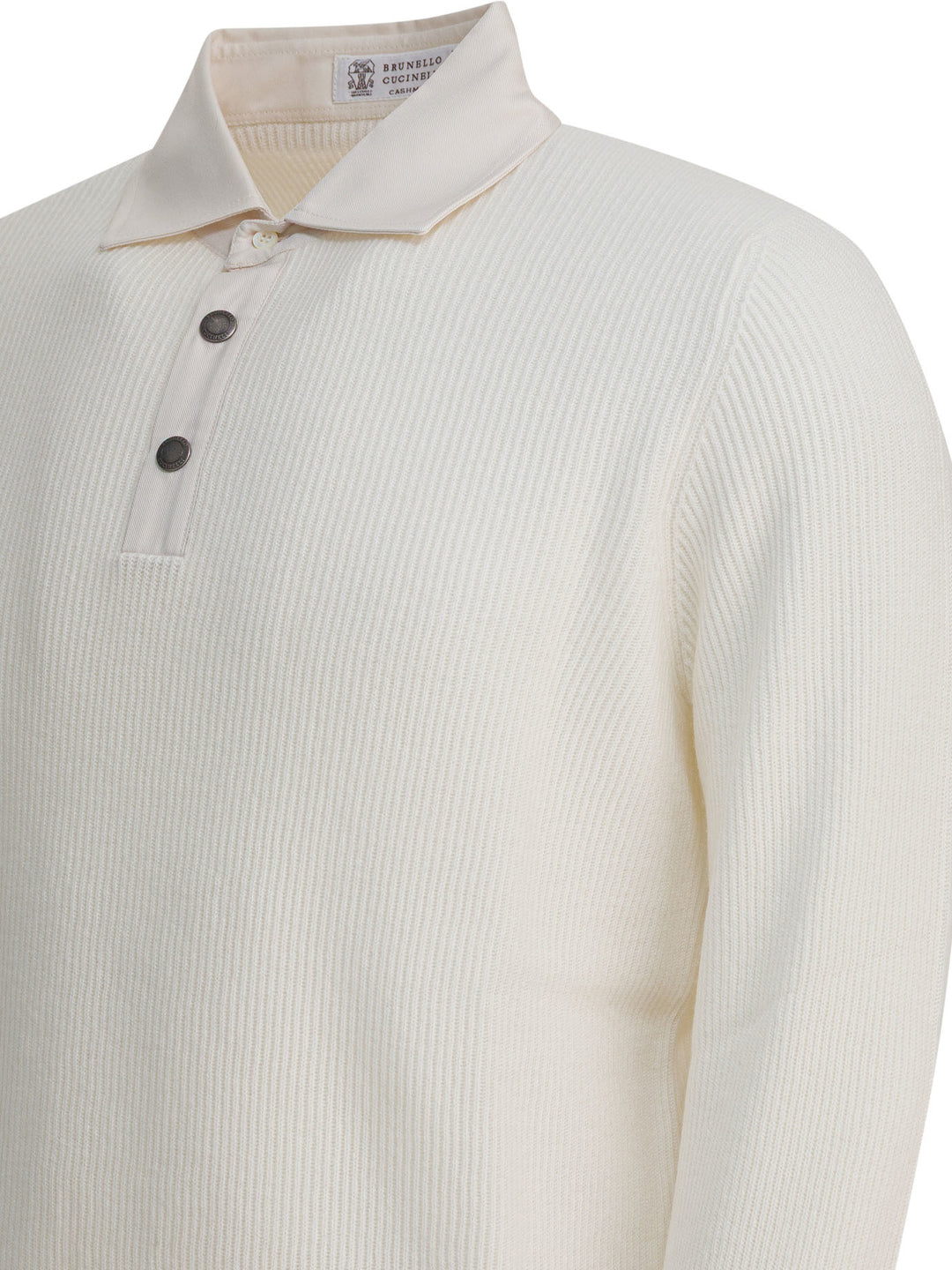 Brunello Cucinelli Ribbed Knit Polo Shirt Knitwear - White | 8217dff18ecb6984a0d8f6e8b30d653a966923d9