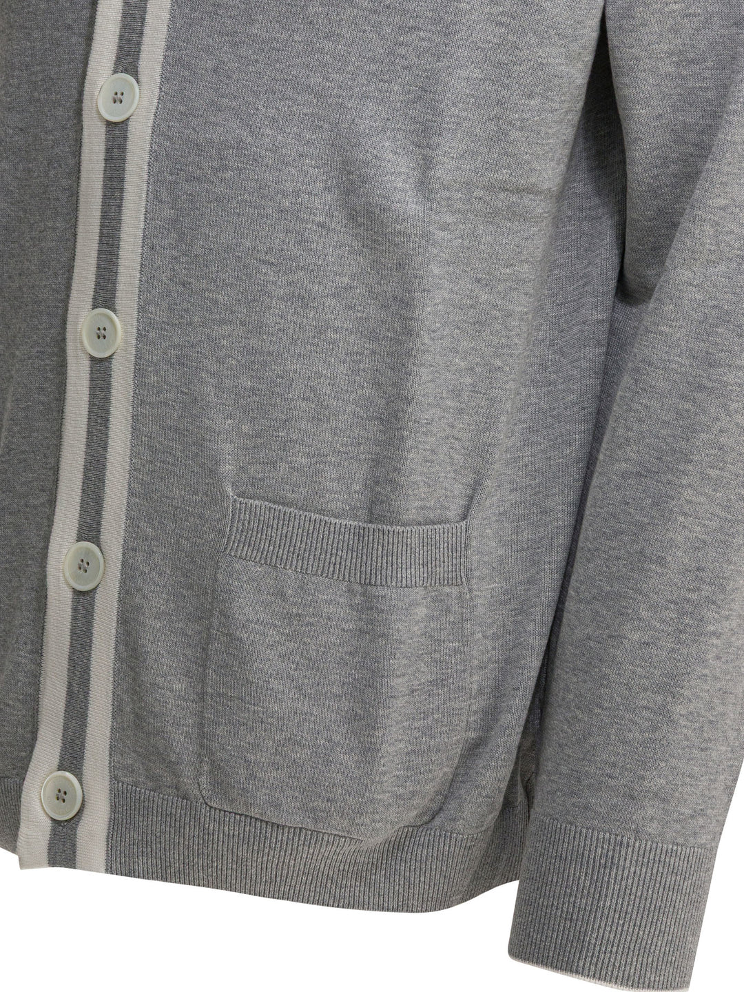 Brunello Cucinelli Cotton Cardigan With Logo Knitwear - Grey | 2e46c721eda73685d3d05b8c092d2aee9b20bef1