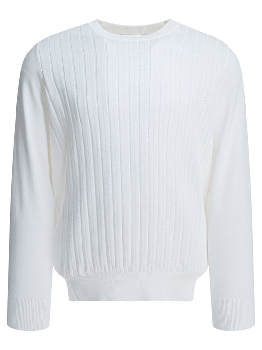 Ribbed Crew-Neck Sweater Knitwear White