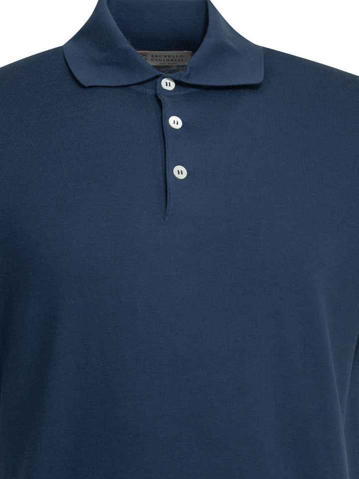 Brunello Cucinelli Polo Shirt With Buttons Polo shirts - Blue | 97dc4d7a7872b63b6eaab67106d8ea634a269029