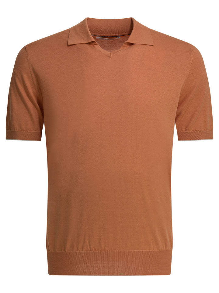 Brunello Cucinelli Cotton Buttonless Polo Shirt Polo shirts - Orange | d8ef88aa8069d2b4b4005d868b7428b7c55b5df3