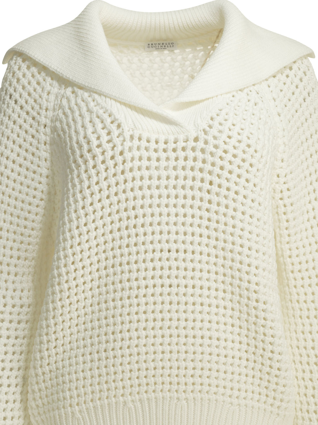Brunello Cucinelli Cotton V-Neck Sweater Knitwear - White | 125059a08fcc79cdc7ecb68f044cec6b7de3c4d2