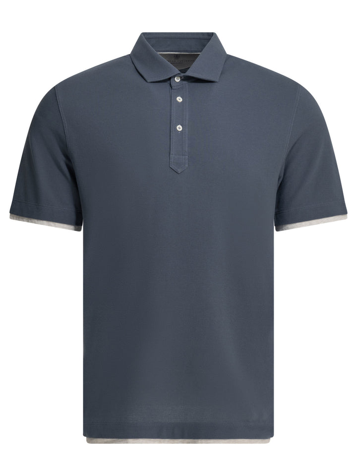 Brunello Cucinelli Faux Layering Polo shirts - Blue | ff27d29d17456a34cb2ea93d4a0e3bf3a81c90c0