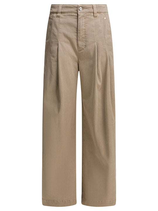 Wide Leg Jeans Beige