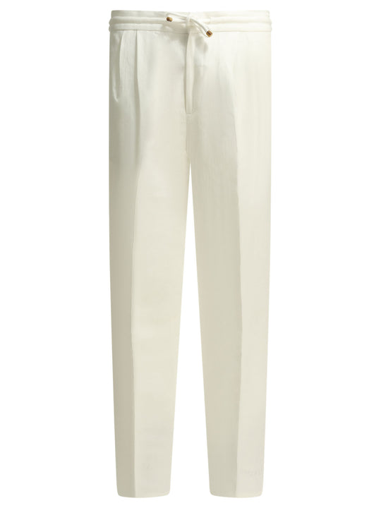 Casual Linen And Cotton Pants Trousers White