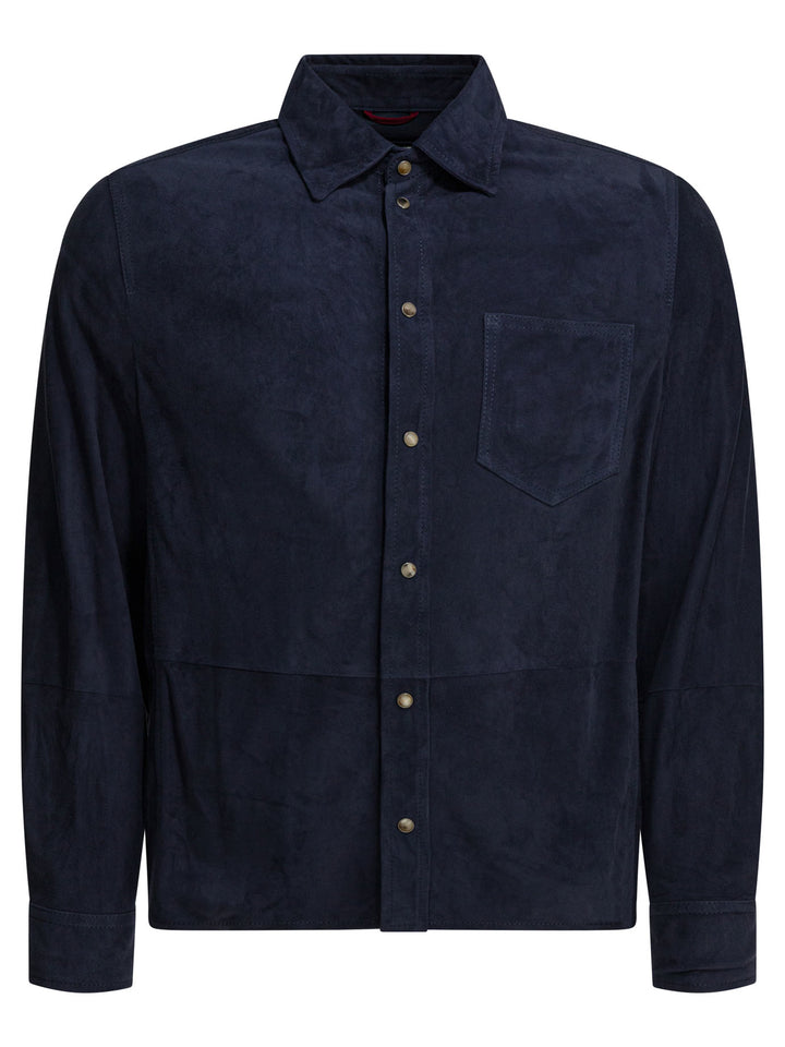 Brunello Cucinelli Suede Overshirt Jacket Jackets and Coats - Blue | 58b506013aaf7d66e70809867dc4a283d8494b59