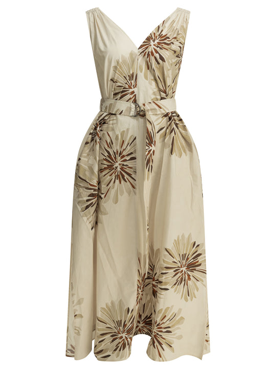 Bloom Print Dresses Beige