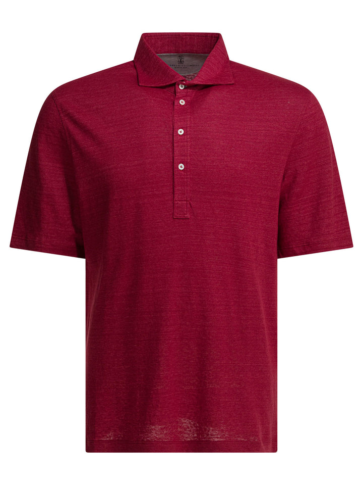 Brunello Cucinelli Linen And Cotton Mélange Jersey Polo Shirt Polo shirts - Red | 7e67775eac1669ccae7d9a6984e3db7a47497200