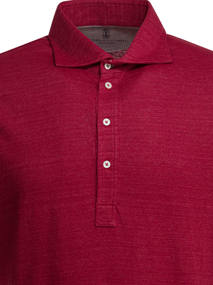 Brunello Cucinelli Linen And Cotton Mélange Jersey Polo Shirt Polo shirts - Red | 030c56c466912a9ccbf906bcbbcf7e7ffc279751
